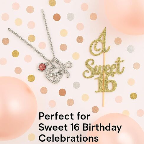 Infinity Collection - Sweet 16 Birthday Personalized Necklace with Letter & Birthstone Charm. Sweet 16 Jewelry Custom Necklace. 16th Birthday Gift for Girls. Stainless Steel Necklace for 16th Birthday in Saudi Arabia