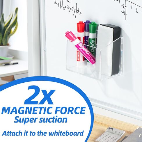 Simetufy Magnetic Pen Holder, Magnetic Dry Erase Marker Holder, magnetic pen holder for refrigerator, whiteboard , Pens, Pencils, Non-slip Acrylic Magnetic Marker Holder- Transparent, 1 Pack in Saudi Arabia