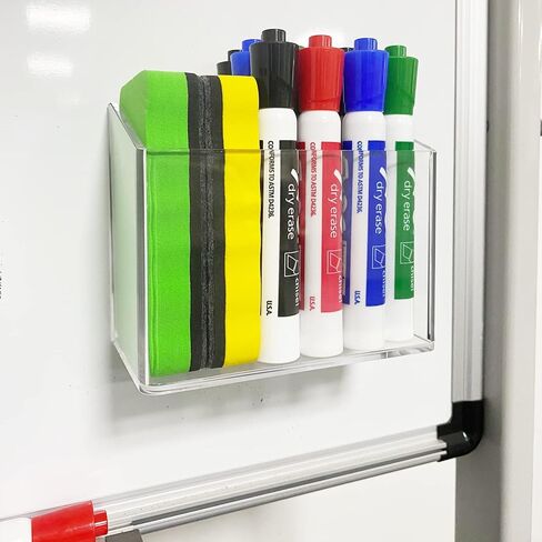 Simetufy Magnetic Pen Holder, Magnetic Dry Erase Marker Holder, magnetic pen holder for refrigerator, whiteboard , Pens, Pencils, Non-slip Acrylic Magnetic Marker Holder- Transparent, 1 Pack in Saudi Arabia
