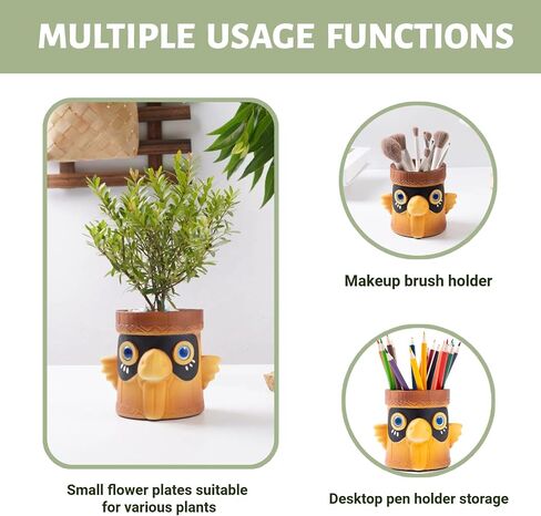 Bird Pen Holder and Succulent Planter,Cute pencil holder for kids, Funny Resin Home School Desktop Organizer Animal pen holder,Nice gift. in Saudi Arabia
