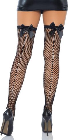 Leg Avenue Women's Fishnet Thigh High Stockings with Rhinestone Backseam in Kuwait