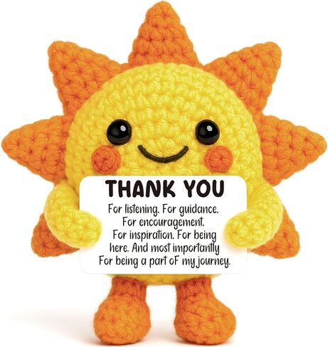 Mini Positive Crochet Sunshine Flowers Emotional Cheer Up Support Gift for Women Friends Coworkers Inspirational Stress Relief Gift Mental Health Positive Present for Birthday Christmas White Elephant in Saudi Arabia