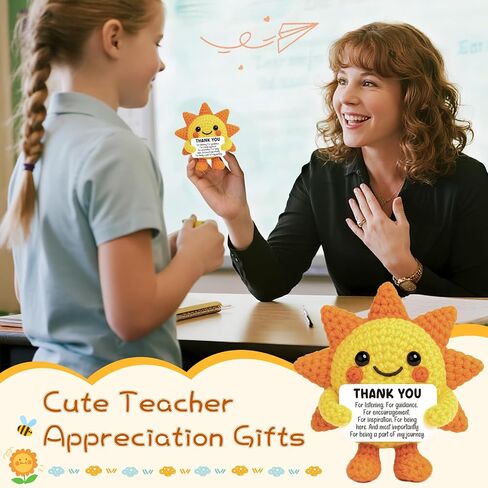 Mini Positive Crochet Sunshine Flowers Emotional Cheer Up Support Gift for Women Friends Coworkers Inspirational Stress Relief Gift Mental Health Positive Present for Birthday Christmas White Elephant in Saudi Arabia