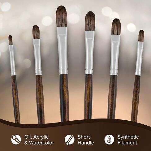 Silver Brush Limited 2632S-4 Monza Short Filbert Paintrush للزيت والأكريليك ودهانات الجسم الثقيلة ، الحجم 4 ، مقبض قصير in Kuwait