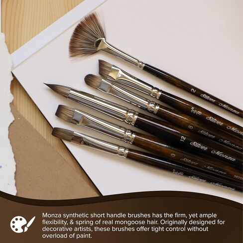 Silver Brush Limited 2632S-4 Monza Short Filbert Paintrush للزيت والأكريليك ودهانات الجسم الثقيلة ، الحجم 4 ، مقبض قصير in Kuwait