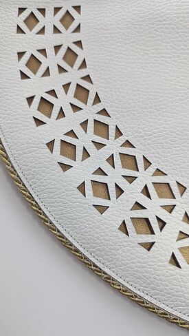 Modern Laser-Cut White Leather Matzah Cover with Gold Diamond Design - Perfect for Passover Seder" in Saudi Arabia