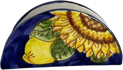 Handmade Italian Ceramic Napkin Holder - Lemon Design - Decorative Kitchen & Dining Table Accessory - Rustic Tuscan Style - Unique Gift From Italy - Sunflower Pottery in Saudi Arabia