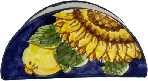 Handmade Italian Ceramic Napkin Holder - Lemon Design - Decorative Kitchen & Dining Table Accessory - Rustic Tuscan Style - Unique Gift From Italy - Sunflower Pottery in Saudi Arabia