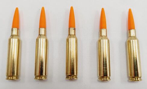 6.5 Creedmoor Snap caps - Dummy Training Rounds - Set of 5 (Orange & Brass) in Kuwait