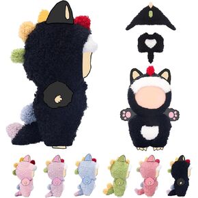 17 سم (6.7 بوصة) ملابس دمية ، ملابس لمجموعة الملابس ، إكسسوارات Dino Dolls Keychain ، مزيف زي ديناصور على نمط الحيوانات للدمى (Black) (دمية غير متضمنة) in Kuwait