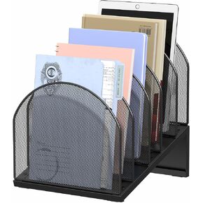 منظم ملفات مكتب 5 قسم ، منظم مجلدات MESH المعدنية للوثائق والبريد والمكاتب (أسود) in Kuwait