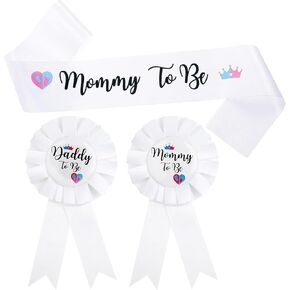 3PCS White Mommy and Daddy To Be Badges Pins Pack, Mommy and Daddy to Be Pin &, Gender Reveal Baby Shower Badges for Pregnant Keepsake Gifts in Kuwait