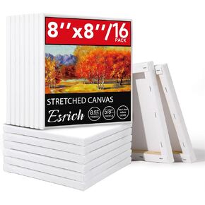 ESRICH Stretched Canvas for Painting, 60 Pack Multi Size11x14, 8x10, 5x7, 4x6, 4x4, Blank Primed Canvases for Oil & Acrylic Painting, Painting Canvas Supplies for Beginners, Artists(12 of Each). in Kuwait
