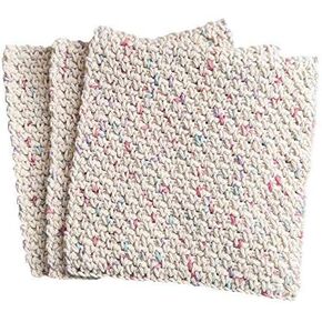Beige Hand Crochet Home Essential Dishcloths, 7x7 inches - Set of 3 in Saudi Arabia