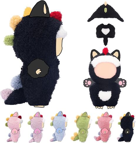 17 سم (6.7 بوصة) ملابس دمية ، ملابس لمجموعة الملابس ، إكسسوارات Dino Dolls Keychain ، مزيف زي ديناصور على نمط الحيوانات للدمى (Black) (دمية غير متضمنة) in Kuwait