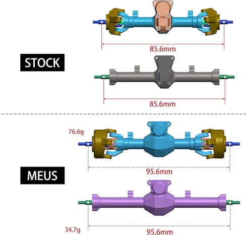 MEUS RACING ISOKINETIC 3 قطاع CVD الأمامي والخلفي محاور الحد الأقصى لزاوية التوجيه 52 ° ثقل +5 مم ل SCX24 محوري Deadbolt C10 JLU Gladiator Bronco 1/24 RC Crawler Pression (الذهب الكهربائي) in Saudi Arabia