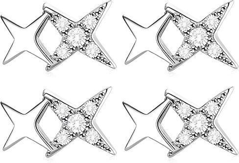 2 Pairs Sterling Silver Star Stud Earrings for Women, Post Dainty Cute Tiny Asymmetric Small Earrings, Hypoallergenic Earrings Suitable for Allergy-prone Teen, Wedding Engagement Gifts in Saudi Arabia