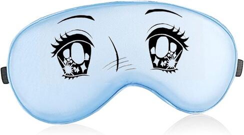 Anime eyes Sleep Mask Silk, Blackout Eye Mask for Sleeping with Adjustable Strap, Travel Yoga Relax (Blue) in Kuwait