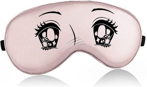 Anime eyes Sleep Mask Silk, Blackout Eye Mask for Sleeping with Adjustable Strap, Travel Yoga Relax (Blue) in Kuwait