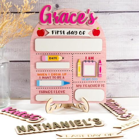Jeclist Custom Back to School Sign for Kids, Personalized First and Last Day of School Board, Reusable Milestone Chalkboard, Cute and Durable Photo Prop, Perfect for Boys and Girls (style 1) in Saudi Arabia