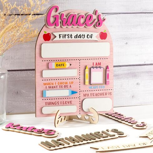 Jeclist Custom Back to School Sign for Kids, Personalized First and Last Day of School Board, Reusable Milestone Chalkboard, Cute and Durable Photo Prop, Perfect for Boys and Girls (style 1) in Saudi Arabia