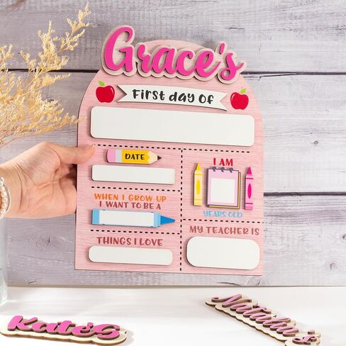 Jeclist Custom Back to School Sign for Kids, Personalized First and Last Day of School Board, Reusable Milestone Chalkboard, Cute and Durable Photo Prop, Perfect for Boys and Girls (style 1) in Saudi Arabia