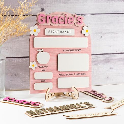 JEClist Custom إلى علامة المدرسة للأطفال ، في اليوم الأول والأخير من مجلس إدارة المدرسة ، السبورة المعلنة القابلة لإعادة الاستخدام ، دعامة صور لطيفة ودائمة ، مثالية للبنين والبنات (النمط 2) in Kuwait