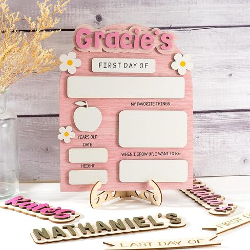 JEClist Custom إلى علامة المدرسة للأطفال ، في اليوم الأول والأخير من مجلس إدارة المدرسة ، السبورة المعلنة القابلة لإعادة الاستخدام ، دعامة صور لطيفة ودائمة ، مثالية للبنين والبنات (النمط 2) in Kuwait