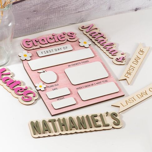 JEClist Custom إلى علامة المدرسة للأطفال ، في اليوم الأول والأخير من مجلس إدارة المدرسة ، السبورة المعلنة القابلة لإعادة الاستخدام ، دعامة صور لطيفة ودائمة ، مثالية للبنين والبنات (النمط 2) in Kuwait