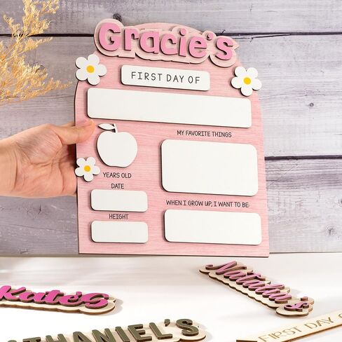 JEClist Custom إلى علامة المدرسة للأطفال ، في اليوم الأول والأخير من مجلس إدارة المدرسة ، السبورة المعلنة القابلة لإعادة الاستخدام ، دعامة صور لطيفة ودائمة ، مثالية للبنين والبنات (النمط 2) in Kuwait