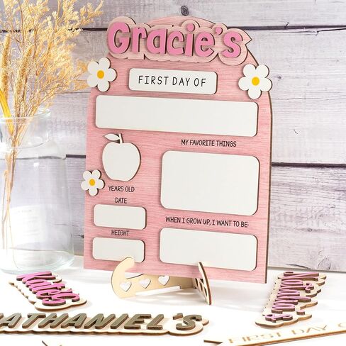 JEClist Custom إلى علامة المدرسة للأطفال ، في اليوم الأول والأخير من مجلس إدارة المدرسة ، السبورة المعلنة القابلة لإعادة الاستخدام ، دعامة صور لطيفة ودائمة ، مثالية للبنين والبنات (النمط 2) in Kuwait