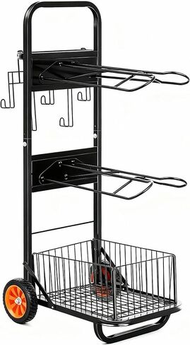 Rolling Horse Saddle Rack Cart Cart Rack Stand Rack Stark - 3 مستويات ثقيلة مع مواقف سرج قابلة للإزالة وسلة تخزين ، منظم حصان لتخزين مستقر ، متحرك ، مستلزمات النقل in Kuwait