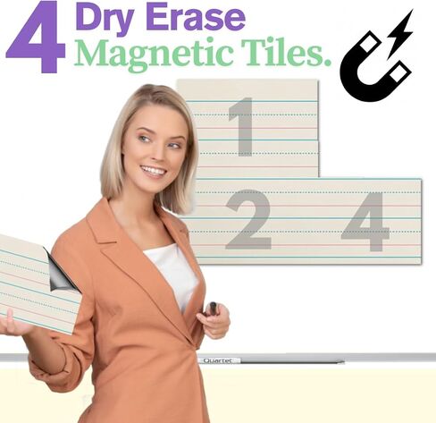 Magnasheet Squares Jumbo 4 Panel Magnetic Dry Erase Paper Laper Laper for Aduilders Froomsoards | 28x22 بوصة | 100 ٪ محو كامل! لا تلطيخ! | يجب أن يكون الإمدادات in Saudi Arabia