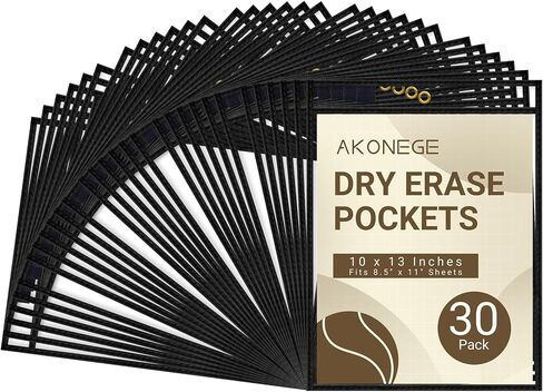 5 Pack Oversized Dry Erase Pocket Sleeves Reusable 10 x 13 Inches Black Shop Ticket Holders Clear Plastic Sleeves Sheet Protectors for Documents, Teacher Classroom & Office Supplies in Saudi Arabia