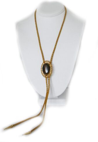 Gold-Plated Wire Bolo Tie Slide Is Set with A Piece of Rainbow Calcite with Gold Metallic Leather Cord and Gold-Tone Tips in Saudi Arabia