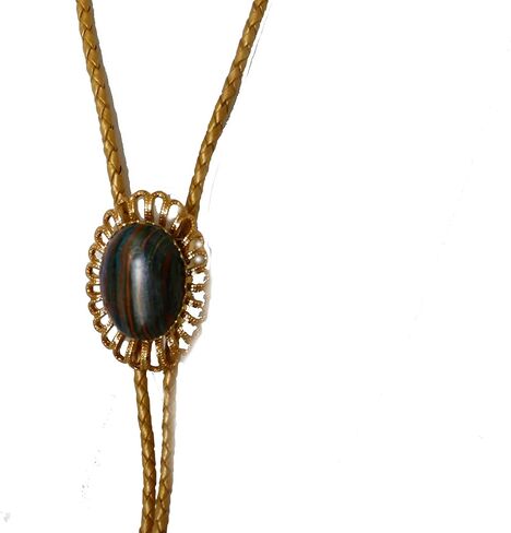 Gold-Plated Wire Bolo Tie Slide Is Set with A Piece of Rainbow Calcite with Gold Metallic Leather Cord and Gold-Tone Tips in Saudi Arabia