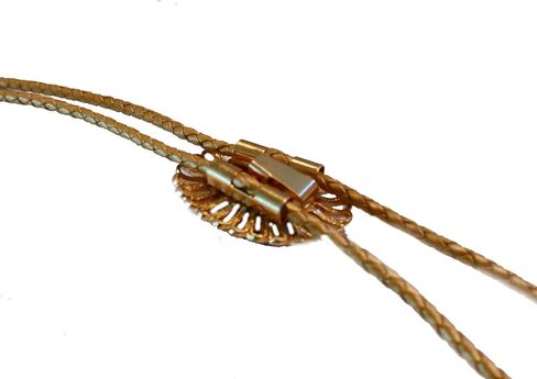 Gold-Plated Wire Bolo Tie Slide Is Set with A Piece of Rainbow Calcite with Gold Metallic Leather Cord and Gold-Tone Tips in Saudi Arabia