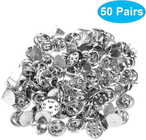 50 زوجًا من دبوس القابض الفراشة الممتاز بطول 8 مم طوله 10 ملم دبابيس فارغة لدامبات المينا DIY ، أو هدايا مجوهرات حرفية ، أو استبدال حارس Tack (Silver) in Kuwait