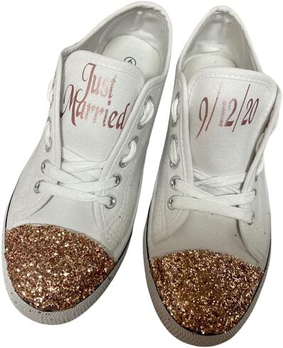 Wedding Canvas Tennis Shoes for Bride Reception Sneakers Custom Personalized White Canvas Sneakers Bridal Shower Gifts in Saudi Arabia