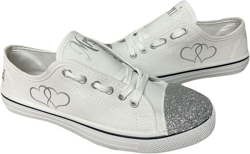 Wedding Canvas Tennis Shoes for Bride Reception Sneakers Custom Personalized White Canvas Sneakers Bridal Shower Gifts in Saudi Arabia