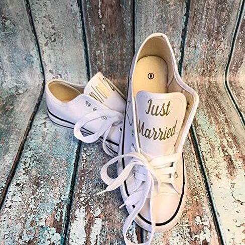 Wedding Canvas Tennis Shoes for Bride Reception Sneakers Custom Personalized White Canvas Sneakers Bridal Shower Gifts in Saudi Arabia