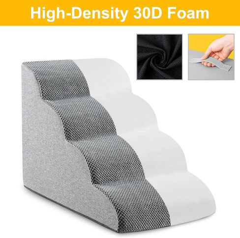 5-Step Dog Stairs, 22.6" High Foam Pet Ramp for Small Dogs & Cats – Durable Waterproof Washable Cover, Non-Slip Base, Stable Indoor Ladder for High Beds and Couch (Grey) in Saudi Arabia