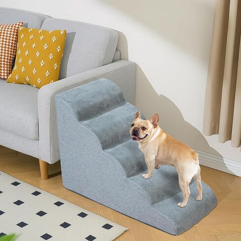 5-Step Dog Stairs, 22.6" High Foam Pet Ramp for Small Dogs & Cats – Durable Waterproof Washable Cover, Non-Slip Base, Stable Indoor Ladder for High Beds and Couch (Grey) in Saudi Arabia