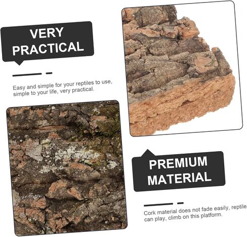 منصة تسلق الزواحف في Vicasky Natural Cork Bark Terrarium Decor for Lizards التنين الملتحي و Geckos آمن الخلفية. in Saudi Arabia