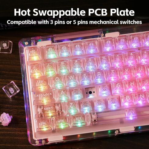 KiiBoom Phantom 81 75% Hot Swappable Gasket-Mounted Mechanical Keyboard, BT5.0/2.4GHz/USB-C Wired Wireless NKRO Gaming Keyboard with South-Facing RGB, 4000mAh Battery for Win/Mac(Yellow) in Kuwait