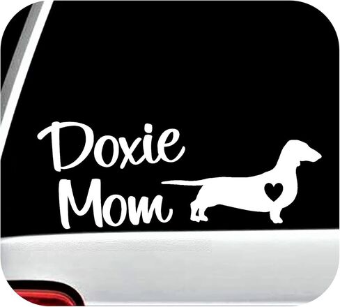 Doxie Mom Dachshund Decal Sticker لنافذة السيارة 8.0 بوصة BG 376 in Saudi Arabia