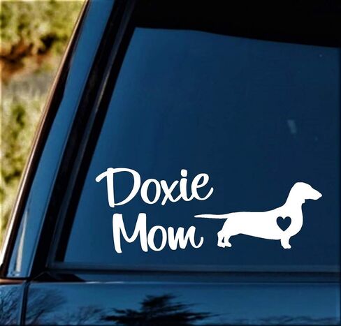 Doxie Mom Dachshund Decal Sticker لنافذة السيارة 8.0 بوصة BG 376 in Saudi Arabia