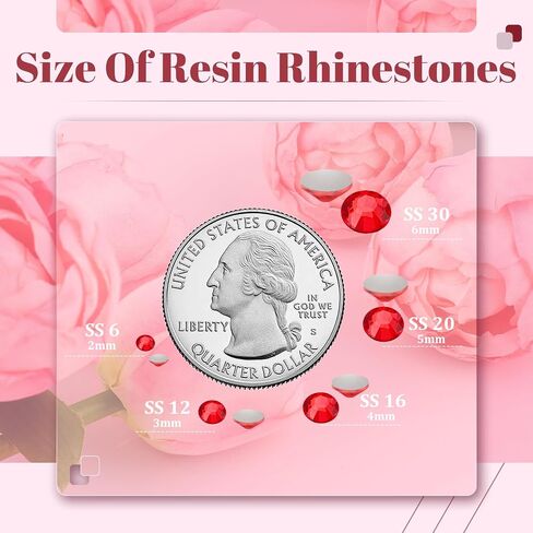 8000PCS 3mm Resin Rhinestones Bulk for Crafting (Red), Flatback Bedazzling Crystals for Crafts DIY Nail Decoration, Gems Charms for Tumbler Shoes Clothing Fabric with Pickup Pen and Tweezers in Kuwait