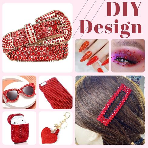 8000PCS 3mm Resin Rhinestones Bulk for Crafting (Red), Flatback Bedazzling Crystals for Crafts DIY Nail Decoration, Gems Charms for Tumbler Shoes Clothing Fabric with Pickup Pen and Tweezers in Kuwait