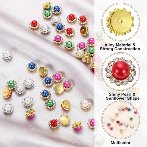 HARFINGTON 200pcs Pearl Rhinestone Button 12mm Sew on Rhinestone Vintage Faux Pearls Metal Claw Flatback Sewing for DIY Crafts Dress Clothing Shoes Bag Decorations Accessories, Purple in Saudi Arabia